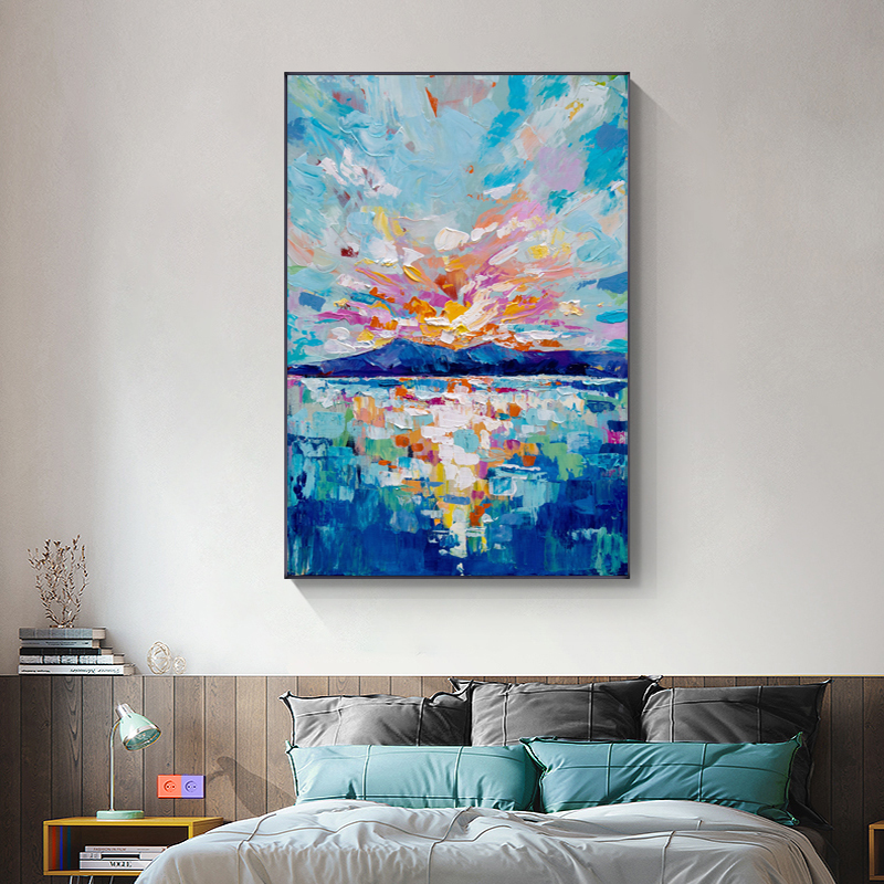 Abstract Posters And Prints Canvas Painting Wall Art Pictures For Living Room Home Decor Colorful Clouds Sea Wave Landscape