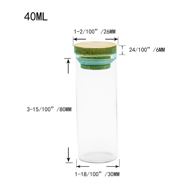 5Pcs 40ml Hyaline Glass Vials with Bamboo Wood Rubber Cap Delicate Practical Craft Travel Sub Bottling Exquisitely made