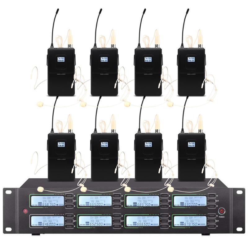 Professional UHF wireless microphone series 8-channel head-mounted microphones for church school stage performance microphones
Professional UHF wireless microphone series 8-channel head-mounted microphones for church school stage performance microphones