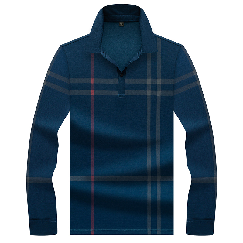 High Quality Polo Shirt men's Long sleeve polo 100% cotton lattice polo shirt Arrivals Male Casual Business Polos 8607 210308