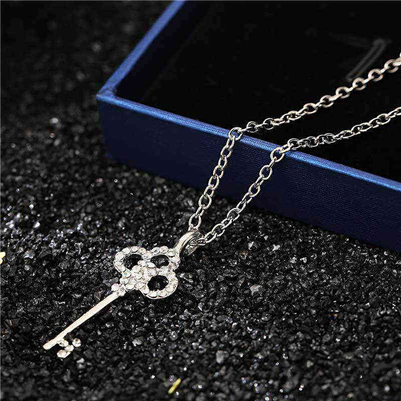 Gold Key Pendant Necklace For Women, Charming Ladies Wedding Crystal Cubic Zircon Chain Fashion Party Jewelry Girl Gift G1206