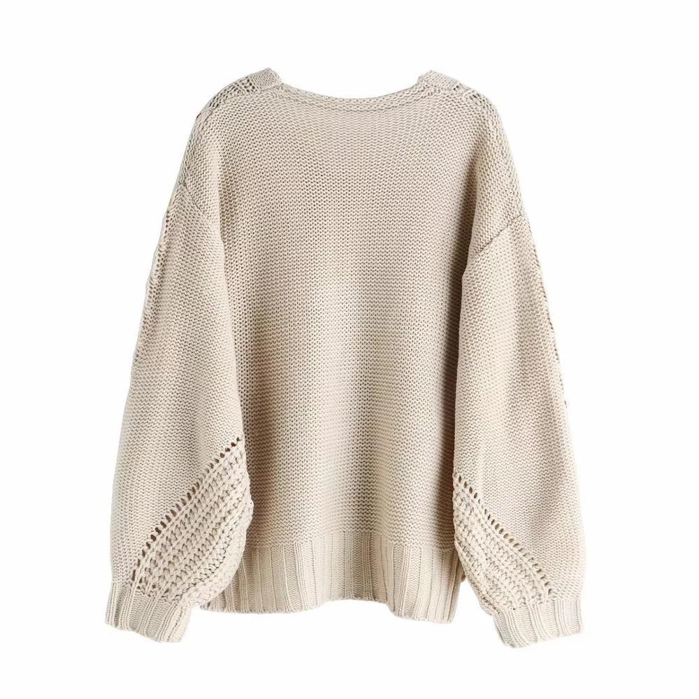 Autumn Winter Women's sweaters Europe Loose Tassel Pullover Sweater Deep V Neck Sweater Women 201102