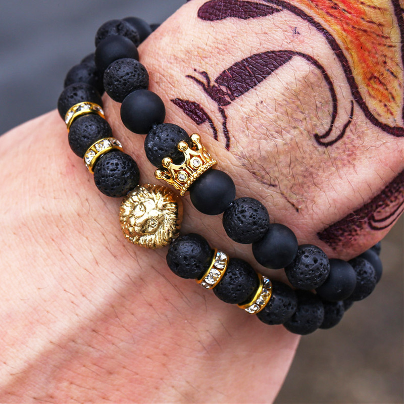 8mm Natural Lava Stone Beads Lion Bracelet Black Braclets Set Bileklik Erkek Handmade Bracelets Women Jewellery Men Accessories
8mm Natural Lava Stone Beads Lion Bracelet Black Braclets Set Bileklik Erkek Handmade Bracelets Women Jewellery Men Accessories