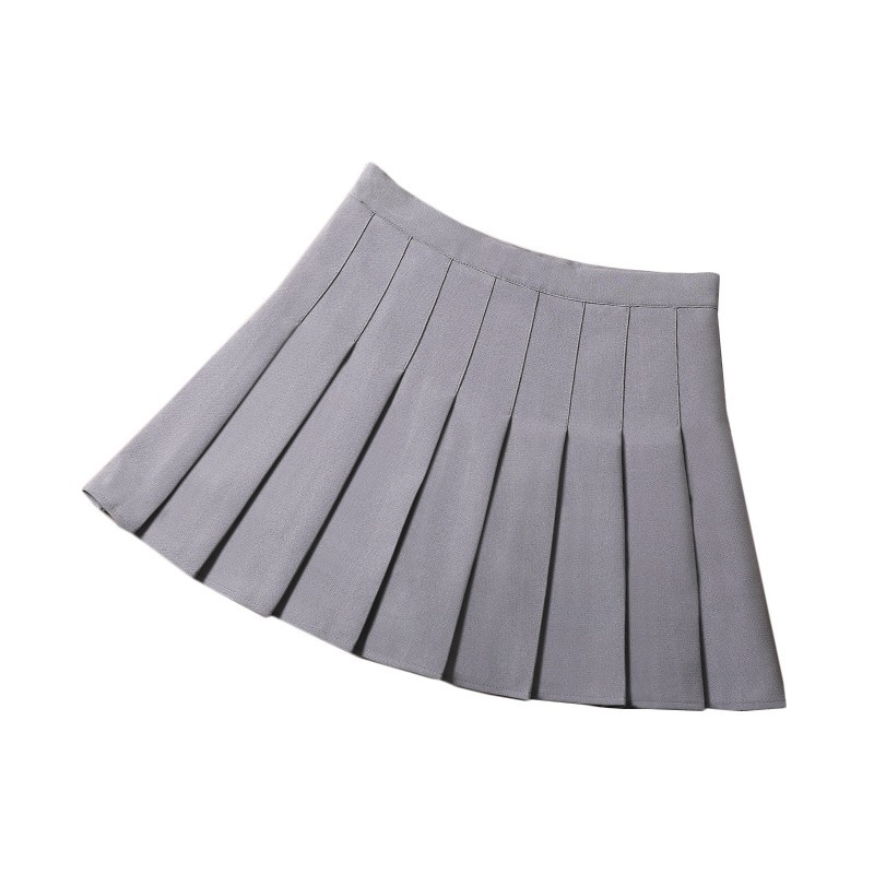 Spring Women Skirt Solid Pleated Skirts High Waisted ALine Short Skirt Sweet Cute Girl School Uniform Zipper Mini Skirt 210306