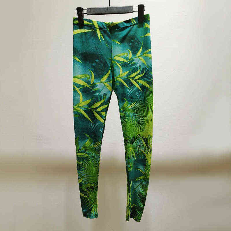 Women Printed Pants Elastic Waist Skinny Slim Full Female Casual Fashion s 211115