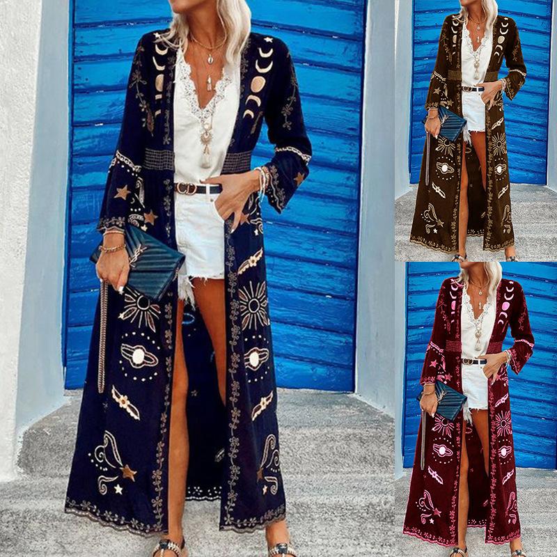 Women's Trench Coats Fall 2022 Bohemian Print Temperament Casual Cardigan Jacket, Tan;black
Women's Trench Coats Fall 2022 Bohemian Print Temperament Casual Cardigan Jacket, Tan;black