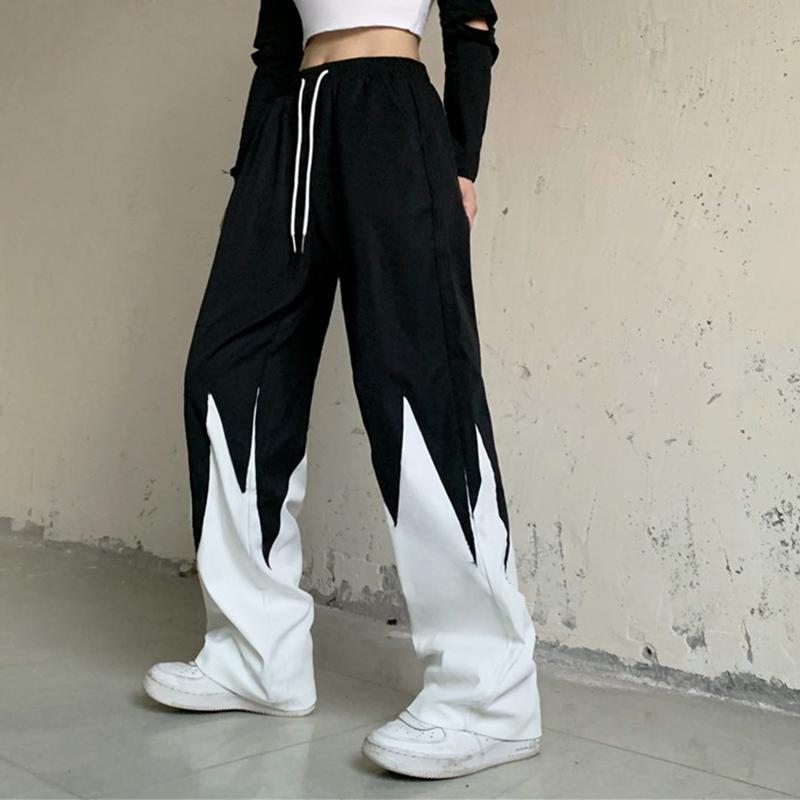 Women's Pants & Capris Black And White Stitching Straight Casual Lace Up Floor-Length Long Trousers 2021 Fall Streetwear Lady Bottoms, Black;white
Women's Pants & Capris Black And White Stitching Straight Casual Lace Up Floor-Length Long Trousers 2021 Fall Streetwear Lady Bottoms, Black;white