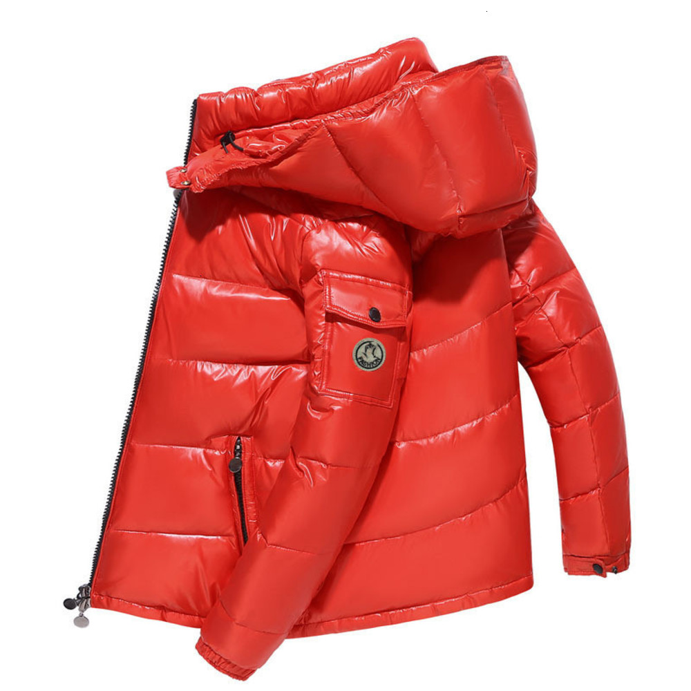 Men's down jacket with bright face on the mouth, Red