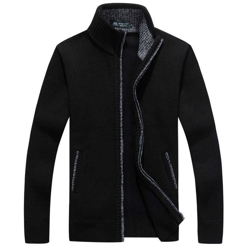 Autumn Winter Men's Sweater Coat Faux Fur Wool Sweater Jackets Men Zipper Knitted Thick Coat Warm Casual Knitwear Cardigan 211008