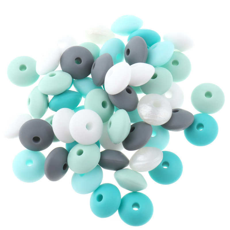 Whosale 12mm Lentils Silicone Round Teething Beads 300PC Abacus Spacing Bead a Free Baby Teether Necklace Pendant Toy DIY 220209
