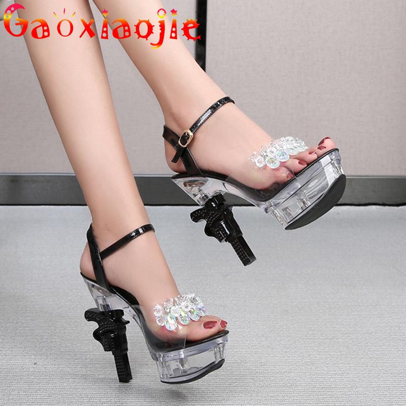 Large Size Sandals Clear Heel Light-emitting PVC Platform Buckle Strap Women's Shoes Super High Heels Pistol heel Wedding Shoes, As picture shown
Large Size Sandals Clear Heel Light-emitting PVC Platform Buckle Strap Women's Shoes Super High Heels Pistol heel Wedding Shoes, As picture shown