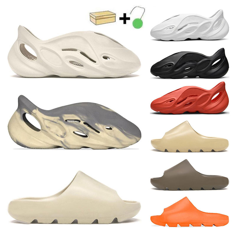 

kanye west foam runner Moon Grey slide men sandal Ararat Bone Desert Sand Enflame Orange Earth Brown black womens beach sandals, 10