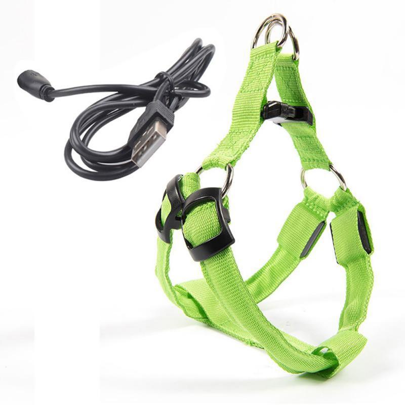 Dog Collars & Leashes USB LED Harness Pet Cat Collar Vest Safety Lighted Dogs Luminous Fluorescent