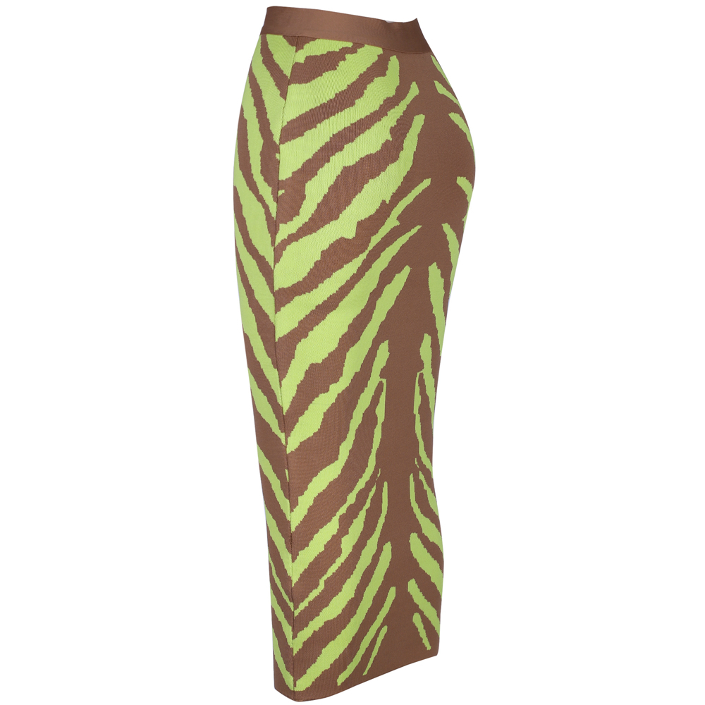 Ocstrade Arrival Fashion Long Bandage Skirt Women Lime Zebra Print Bodycon Bandage Skirt Midi Club Party Skirt 210306