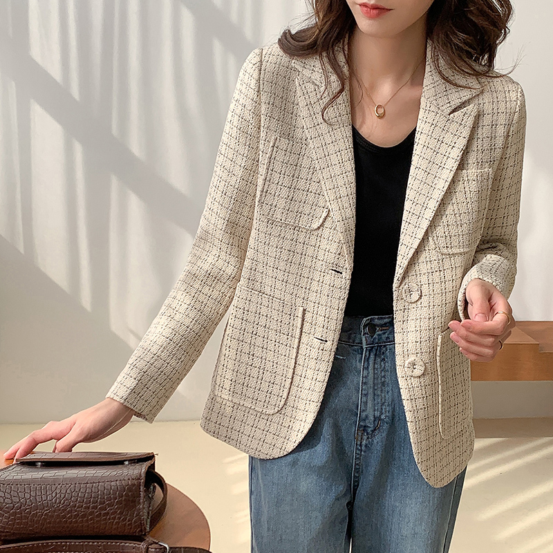 2021 France Elegant Chic Design Pockets Plaid Tweed Blazer Women Autumn New Notched Breasted Office Lady Jacket Coat Plus Size Ktfs, Beige
2021 France Elegant Chic Design Pockets Plaid Tweed Blazer Women Autumn New Notched Breasted Office Lady Jacket Coat Plus Size Ktfs, Beige