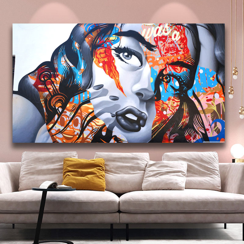 Modern Wall Art Graffiti Woman Colorful Girl Oil Painting Poster Print Portrait On Canvas For Living Room Home Decor No Frame