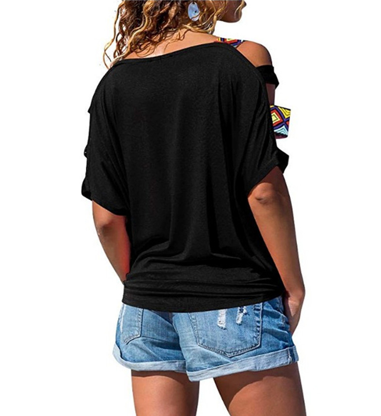womens Short sleeve Om Aum Silhouette print T-shirt Summer Fashion clothing t shirt women's Sexy Hollow Out Shoulder shirt 210306