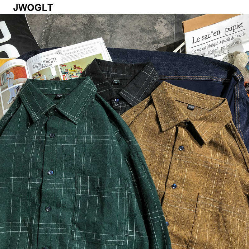 Autumn Fashion Men Shirts Regular Fit Male Shirt Long Sleeve Cotton Black Khaki Green Men's Plaid Shirt 4XL 5XL 210528
