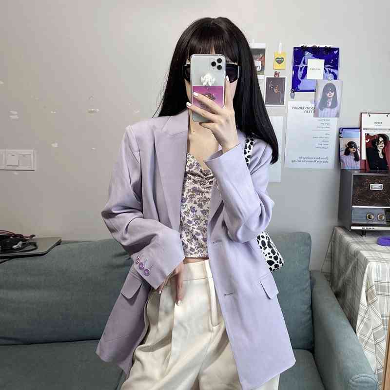 LY VAREY LIN Autumn Women Vintage Solid Blazers Long Sleeve Single Breasted Pockets Lavender Color Ladies Suit Jackets 210526
LY VAREY LIN Autumn Women Vintage Solid Blazers Long Sleeve Single Breasted Pockets Lavender Color Ladies Suit Jackets 210526