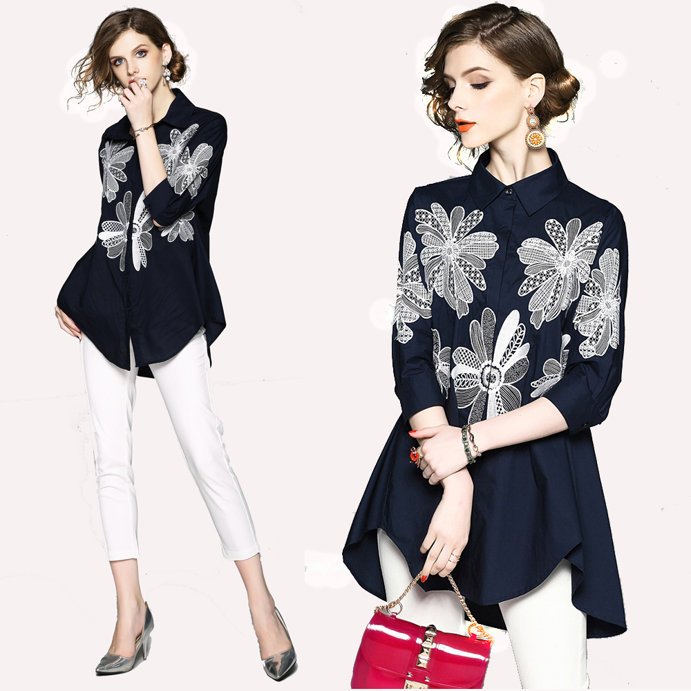 2021 Runway Embroidery Shirts Long Sleeve Spring Autumn Winter Women's Asymmetrical Button Shirt Plus Size Ladies Designer Office Blouses, Blue
2021 Runway Embroidery Shirts Long Sleeve Spring Autumn Winter Women's Asymmetrical Button Shirt Plus Size Ladies Designer Office Blouses, Blue