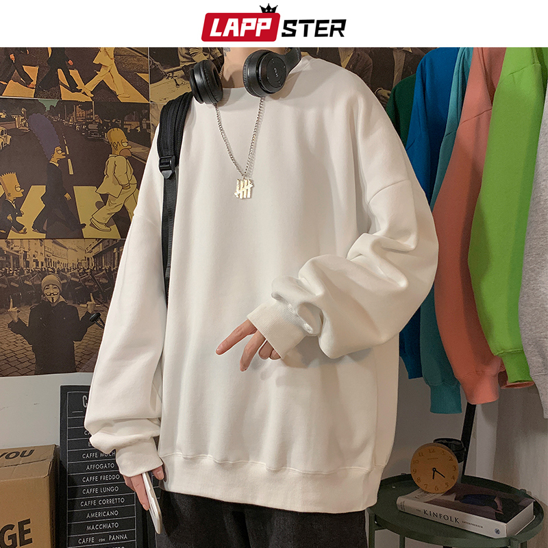 LAPPSTER Men Solid 22 Colors Harajuku Hoodies Mens Autumn Korean Fashions Oversized Sweatshirts Japanese Streetwear Clothes 201127