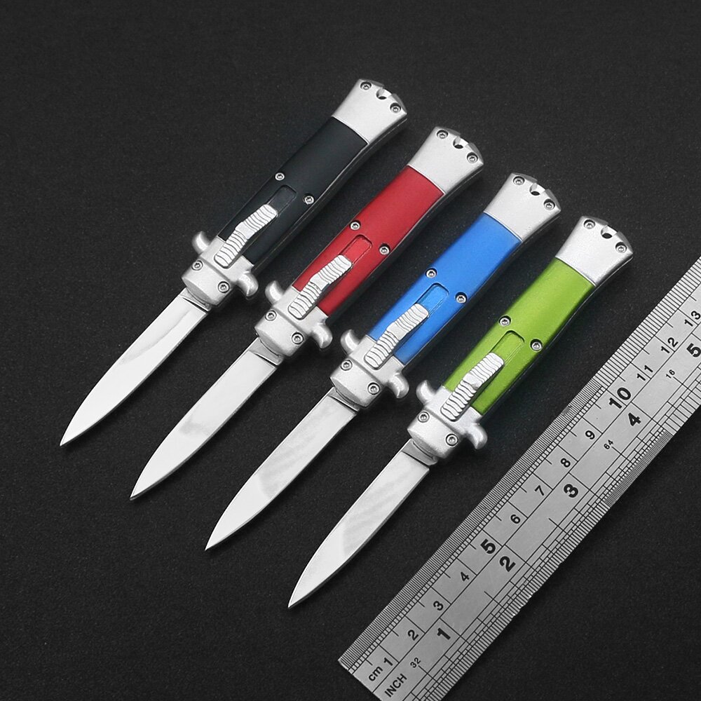 4-color mini outdoor hunting survival automatic knife 440 mirror blade two-color alumina handle EDC camping adventure tool Key chain pendant CNC integrated handle
4-color mini outdoor hunting survival automatic knife 440 mirror blade two-color alumina handle EDC camping adventure tool Key chain pendant CNC integrated handle