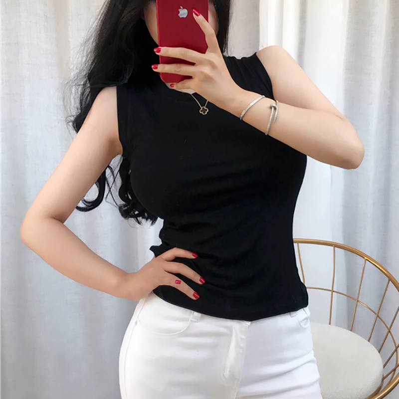 Shintimes Sleeveless High Elasticity Sexy Slim Tank Top Women Korea Clothes Summer Womens Crop Top Casual Shirt Haut Femme 210308