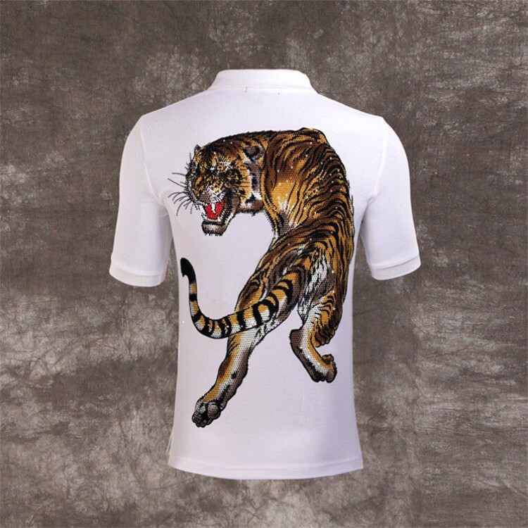 High quality tiger head drill polo shirt men's fashion summer European station slim Casual Shirt Short Sleeve T-Shirt, White;black
High quality tiger head drill polo shirt men's fashion summer European station slim Casual Shirt Short Sleeve T-Shirt, White;black