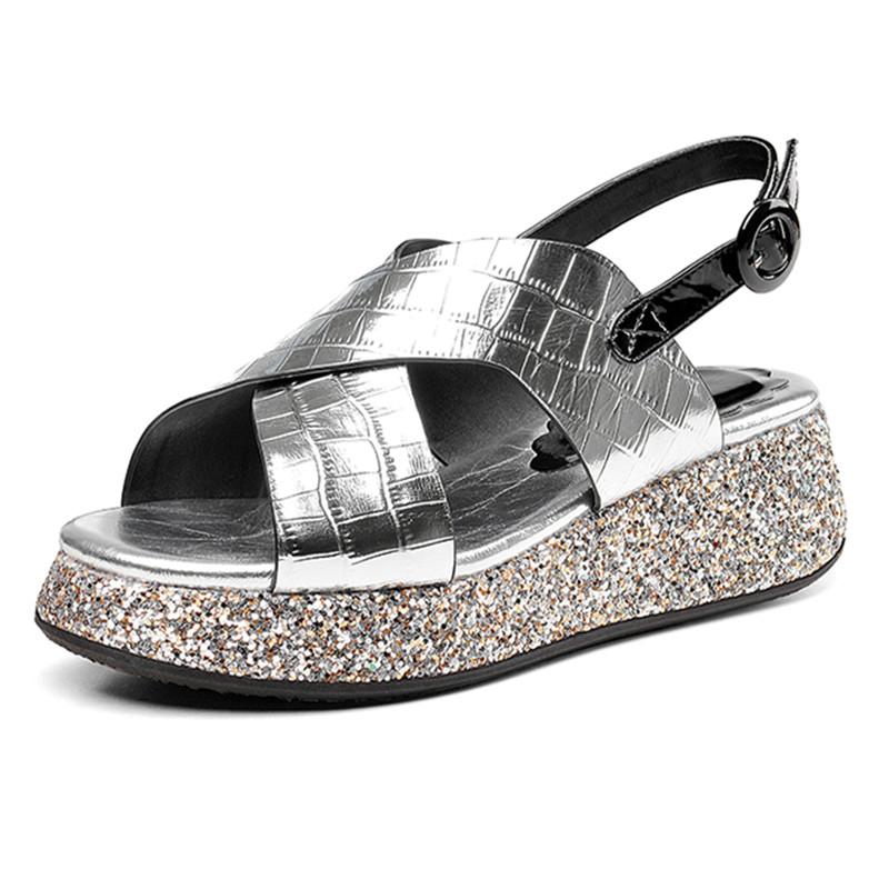 Summer Women Sandals Genuine Leather bling Wedges High Heel Platform Hollow Peep Toe Female Ladies Shoes Zapatos De Mujer, Silver
Summer Women Sandals Genuine Leather bling Wedges High Heel Platform Hollow Peep Toe Female Ladies Shoes Zapatos De Mujer, Silver