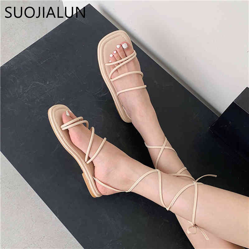 SUOJIALUN New Fashion Women Sandals Flat Heel Lace Up Gladiator Casual Sandal Square Toe Narrow Band Back Strap Slides Mujer K78, Black
SUOJIALUN New Fashion Women Sandals Flat Heel Lace Up Gladiator Casual Sandal Square Toe Narrow Band Back Strap Slides Mujer K78, Black