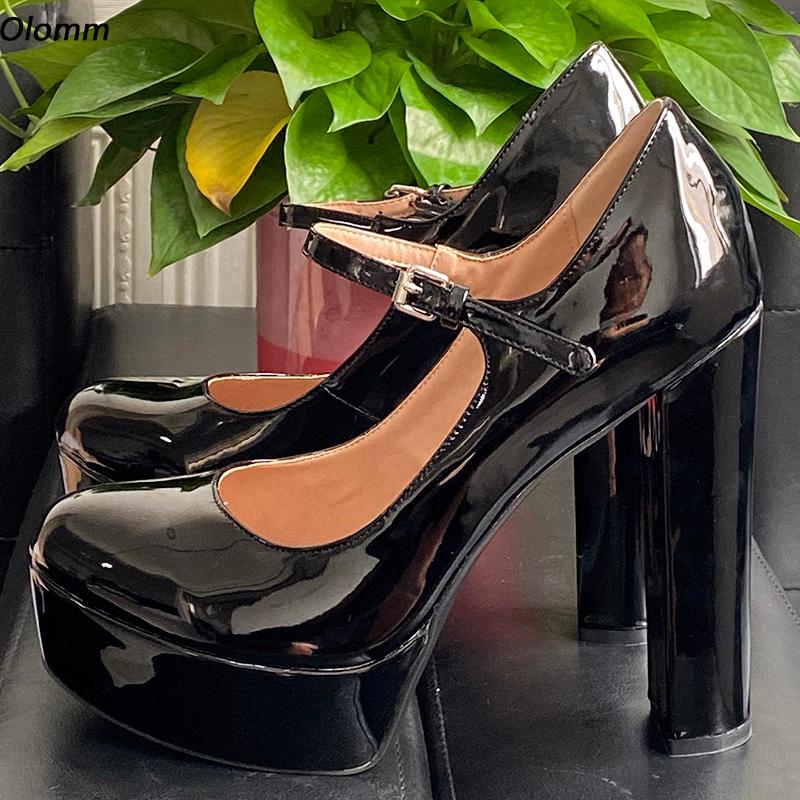 Dress Shoes Olomm Handmade Women Shiny Pumps Patent Chunky High Heels Round Toe Elegant Black Party Plus US Size 5-20, D3364 blue
Dress Shoes Olomm Handmade Women Shiny Pumps Patent Chunky High Heels Round Toe Elegant Black Party Plus US Size 5-20, D3364 blue