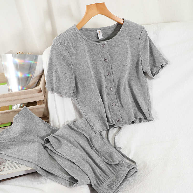 DEAT Women Round-neck T-shirt Drawstring Long Pants Arrivals Two Piece Set Temperament Fashion Spring Summer 11D843 210709