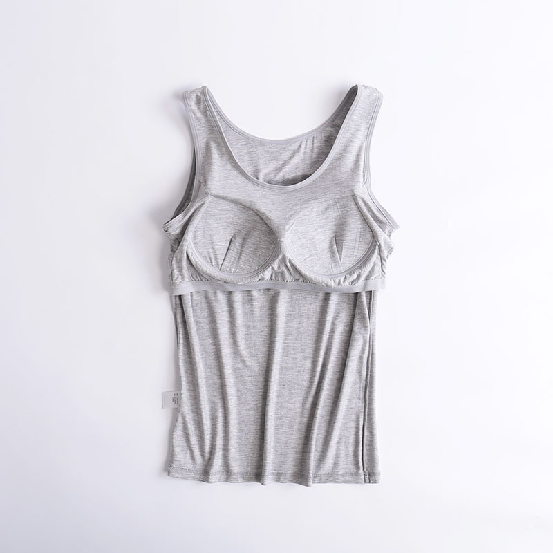 Women's Tank Tops modal Breathable Clothes Fitness Sexy summer Vest Strap Built In Bra Padded Bra Modal Tank Top Camisole 210308