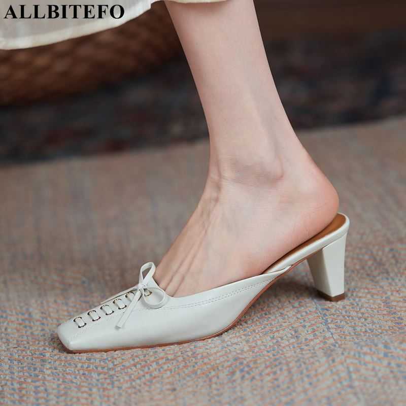 ALLBITEFO brand high heels genuine leather bowtie women slippers thick heels women heels shoes summer women sandals flip flops 210611, As picture
ALLBITEFO brand high heels genuine leather bowtie women slippers thick heels women heels shoes summer women sandals flip flops 210611, As picture