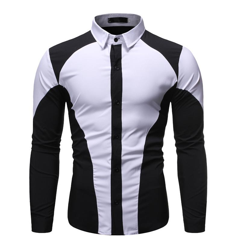 Long Sleeve Solid Casual Shirt For Men Blouse Slim Fit Mens Dress Shirts Fashion Stitching Design New Black White Y
Long Sleeve Solid Casual Shirt For Men Blouse Slim Fit Mens Dress Shirts Fashion Stitching Design New Black White Y