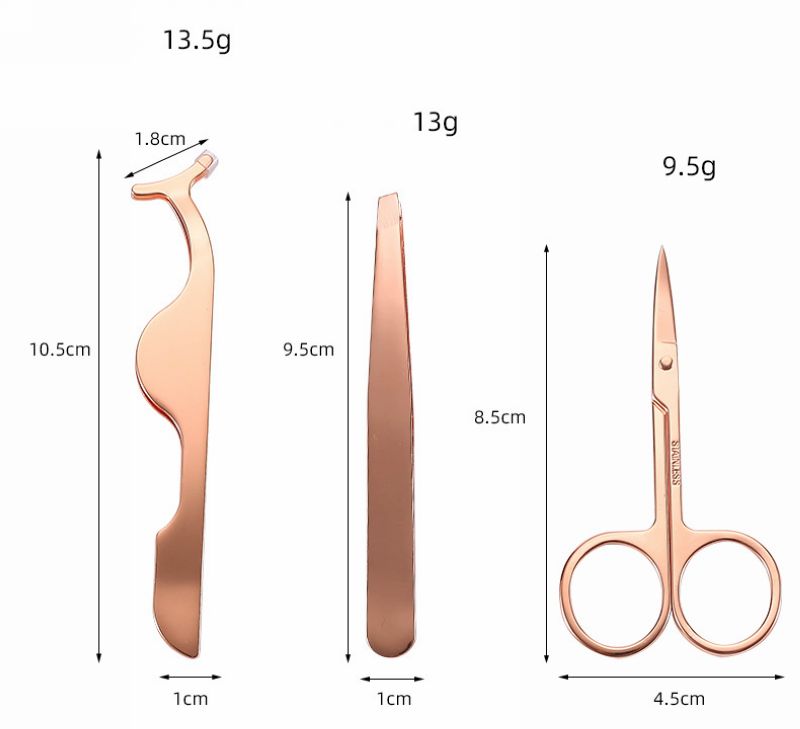 New arrival 4-pieces Stainless Steel Eyelash Curler Rose Gold/silver Eyelash Applicator Eyebrow Tweezers Set 30sets/lot DHL FREE