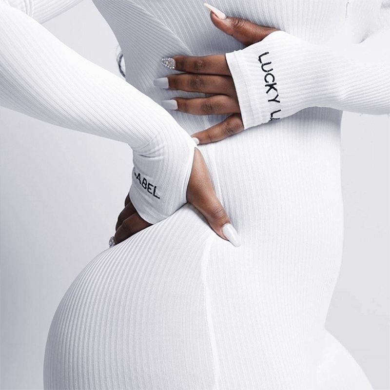 Bonne Solid Turtleneck Full Sleeve Jumpsuits Autumn Winter Women Fitness Slim Rompers Zipper Long Bodysuit Skinny Jogger 201007