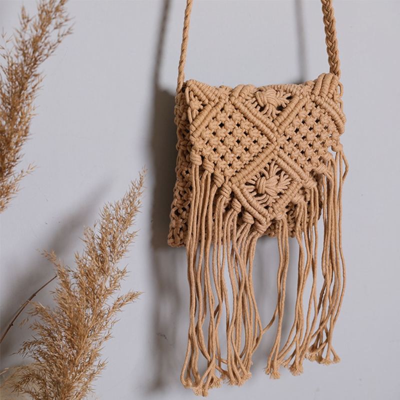 Tassel Crossbody Shoulder Bags Flip Woven Boho Beach Vacation Travel Small Handbag for Women Girls