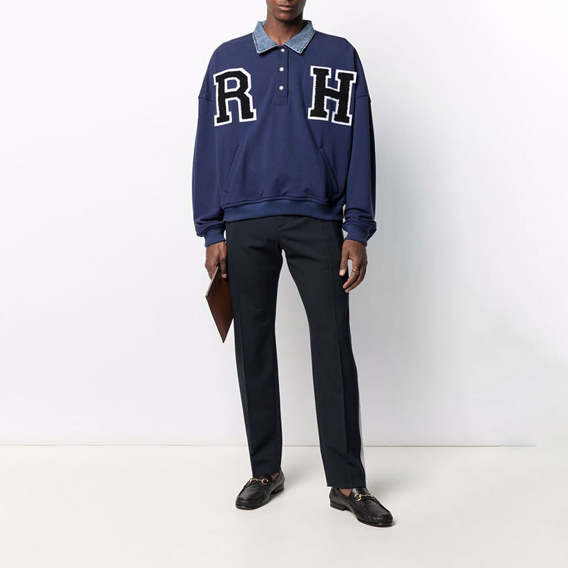 Lao Zheng rhude Henry cowboy collar stitched American sweater loose men' niche fashion brand high street fake two pieces rhude hoodie, Royal blue
Lao Zheng rhude Henry cowboy collar stitched American sweater loose men' niche fashion brand high street fake two pieces rhude hoodie, Royal blue