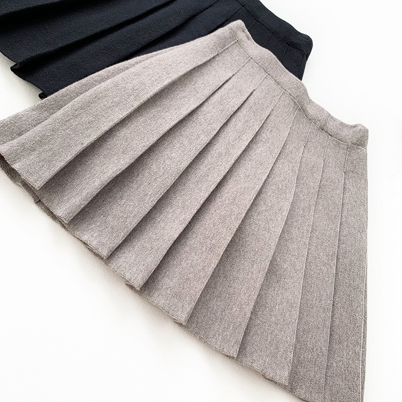 GIGOGOU Short Knit Women Mini Skirt High Waist Pleated A Line Skirt Preppy Style Ladies Unbrella Sweater Skirt Jupe Saia Faldas 210306