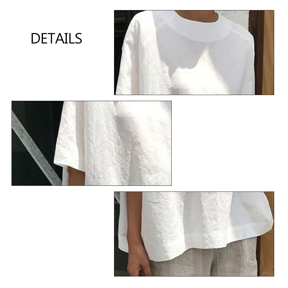 Solid Cotton Linen TShirt Causal ONeck Half Sleeve Shirts Plus Size Loose Women Tee Shirt Simple Women Summer Tops T200614