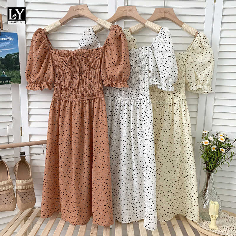 LY VAREY LIN Summer Women Sweet Dot Square Collar High Waist Chiffon Dresses Female Casual Slim A-line Folds Short 210526, Khaki
LY VAREY LIN Summer Women Sweet Dot Square Collar High Waist Chiffon Dresses Female Casual Slim A-line Folds Short 210526, Khaki