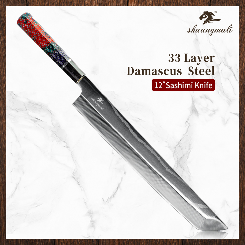 Shuangmai 12Inch Japanese Chef Fieting Knife VG10 Damascus Stee Cooking Samon Knives Utiity Yanagiba Kitchen Sashimi Knife
Shuangmai 12Inch Japanese Chef Fieting Knife VG10 Damascus Stee Cooking Samon Knives Utiity Yanagiba Kitchen Sashimi Knife