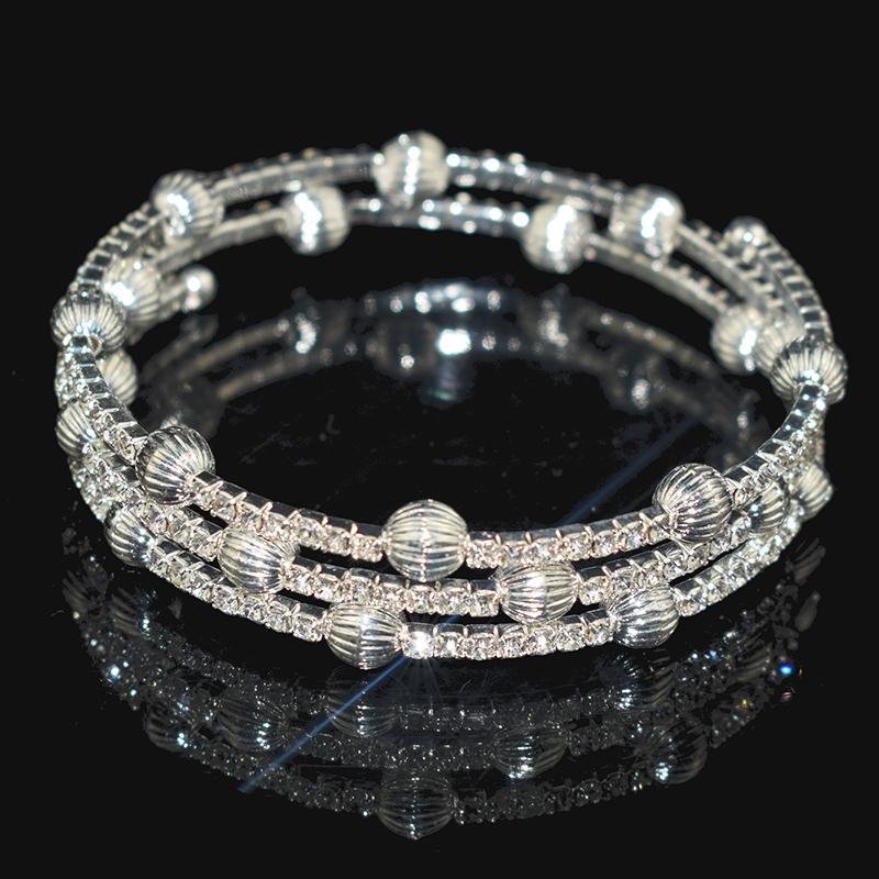 Bangle Fashion Exquisite Women039s Rhinestone Bracelet Multilayered Arm Cuff Silver Color Crystal Holiday Jewelry Gift