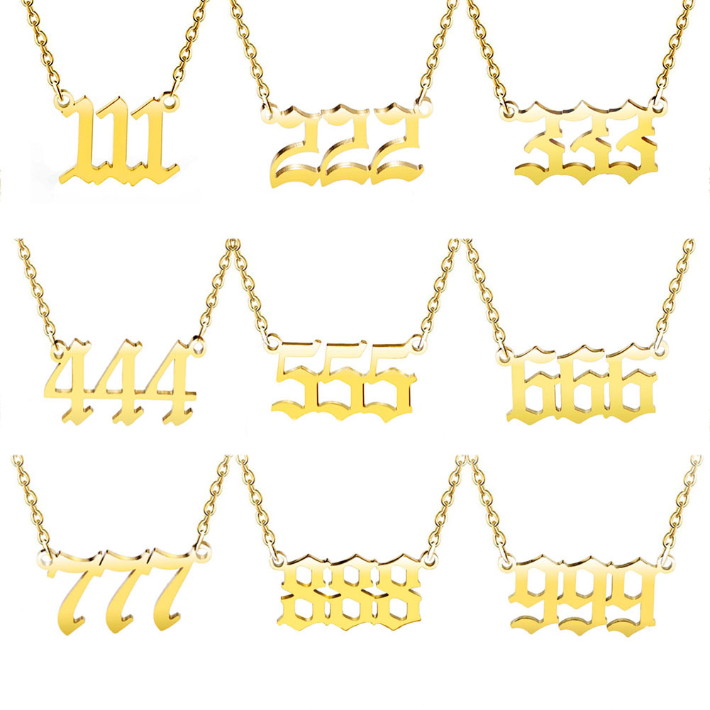 Gold Plated Stainless Steel Numerology Necklace: Dainty Choker Chain with 111-999 Pendants - For Women
Gold Plated Stainless Steel Numerology Necklace: Dainty Choker Chain with 111-999 Pendants - For Women