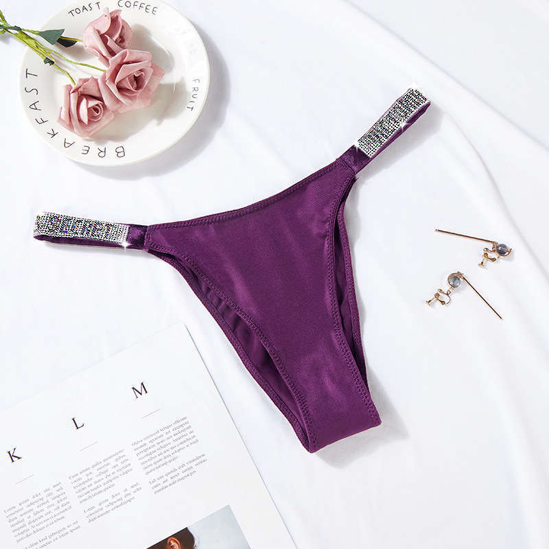 Secrets For Sexy Women Letter Diamond Thin Belt Purple Bikini Womens Buttocks Comfortable Breathable Low Waist High Fork5163842