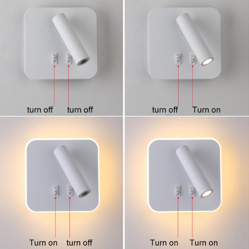 LED Wall Lamp Indoor Modern Bedroom Bedside Lamp Surface Mounted Rotatable Reading Stair Study Porch Sconce Light AC85-265V
