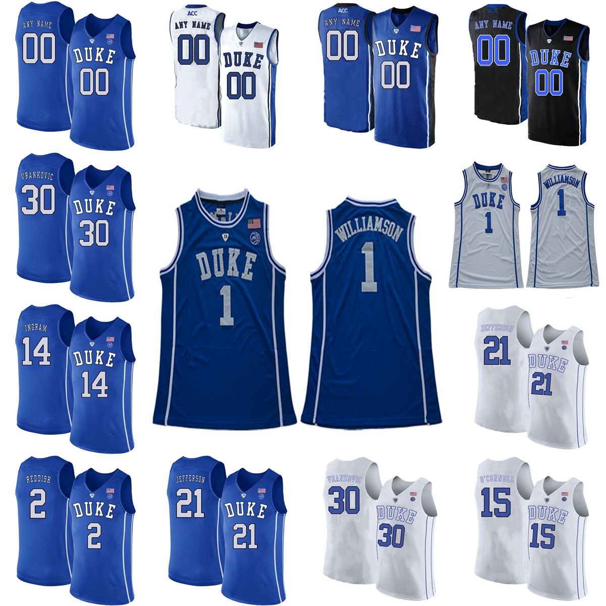 Duke Blue Devils College Basketball Jerseys Zion 1 Williamson Jersey Cam 2 Reddish RJ 5 Barrett JJ 4 Redick Christian Laettner Custom Stitch, Black
Duke Blue Devils College Basketball Jerseys Zion 1 Williamson Jersey Cam 2 Reddish RJ 5 Barrett JJ 4 Redick Christian Laettner Custom Stitch, Black