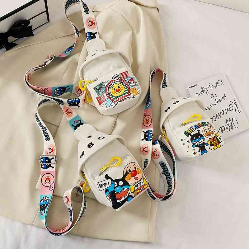 Cartoon cute satchel fashion boys and girls Korean canvas children's diagonal backpack baby chest bag tide, White hand in hand
Cartoon cute satchel fashion boys and girls Korean canvas children's diagonal backpack baby chest bag tide, White hand in hand