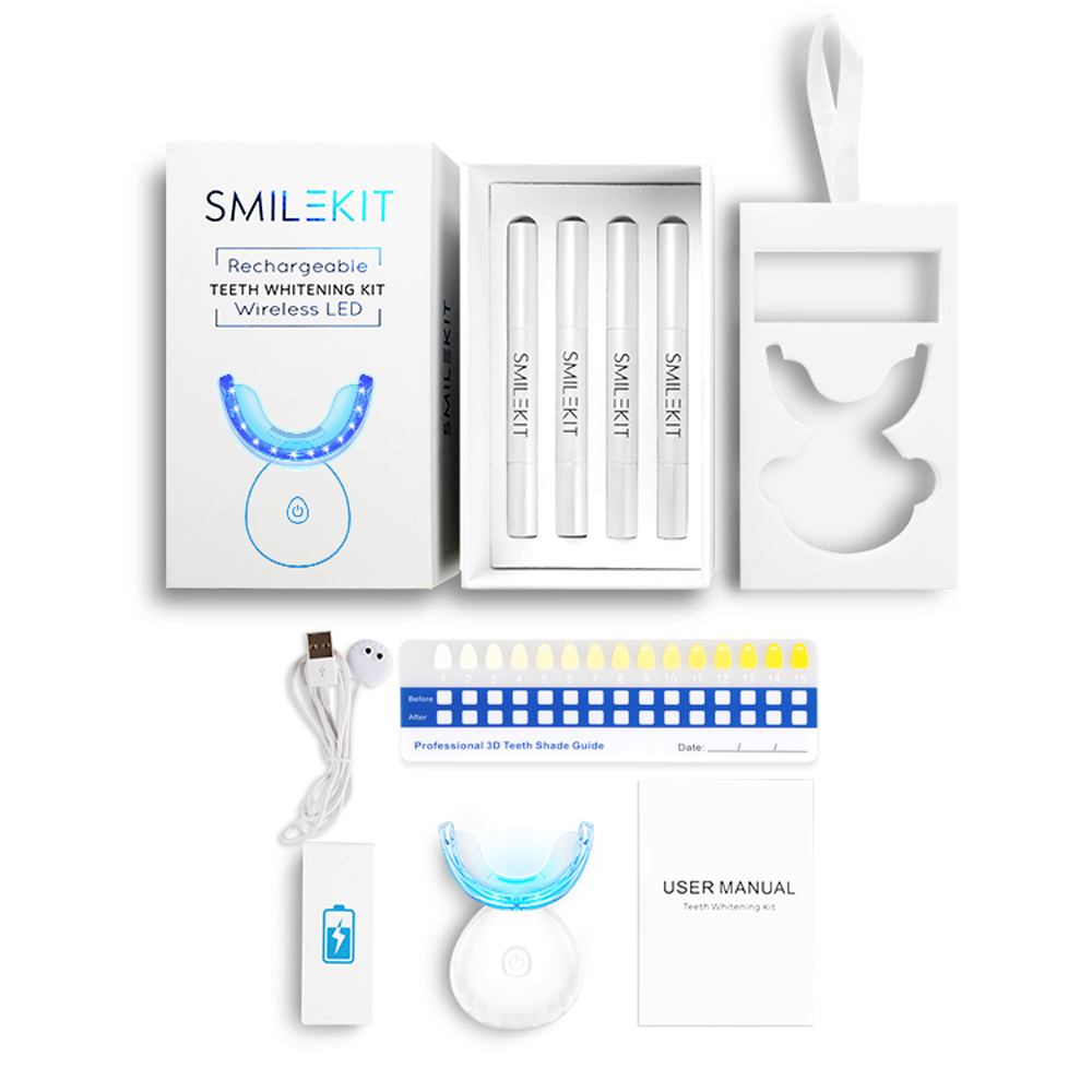 LED Teeth Whitening Kit 4 PCS Tooth Whitener Pen 35% Carbamide Peroxide Gel Dental Bleaching System Mouth Trays Tooth Machine
